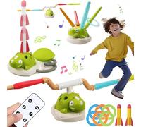 Jeeeun 3 in 1 Dinosaur Rocket Launcher - Rechargeable 3 in 1 Sports Entertainment Game Toy, Dinosaur Sports Outside Play Activities, Musical Jump and Toss for Toddlers 3-8