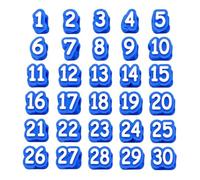Jeeeun 30/50 Pcs Numbered Pencil Toppers, Reusable Classroom Pencils Labels for Teachers, Pencil Tracking Markers for School Organization (Blue,Number 1-30)