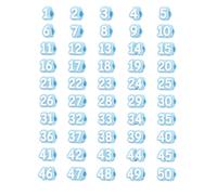 Jeeeun 30/50 Pcs Numbered Pencil Toppers, Reusable Classroom Pencils Labels for Teachers, Pencil Tracking Markers for School Organization (Light blue,Number 1-50)