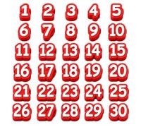 Jeeeun 30/50 Pcs Numbered Pencil Toppers, Reusable Classroom Pencils Labels for Teachers, Pencil Tracking Markers for School Organization (Red,Number 1-30)