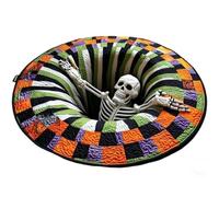 Jeeeun 3D Halloween Rug, Skeleton Vortex Quilted Round Area Rug (Style-A,55.1" Diameter)