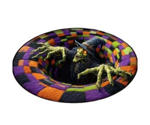 Jeeeun 3D Halloween Rug, Skeleton Vortex Quilted Round Area Rug (Style-B,19.7" Diameter)