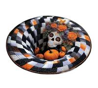 Jeeeun 3D Halloween Rug, Skeleton Vortex Quilted Round Area Rug (Style-D,55.1" Diameter)
