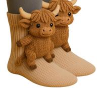 Jeeeun 3D Knit Animal Socks for Women, Hand Crocheted Funny Animal Hug Socks Gift for Christmas & Birthday (A)