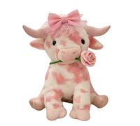 Jeeeun Adorable Pink Highland Cow Plush, Realistic Highland Cows Plush Figure for Valentines Day Gift (Style A)