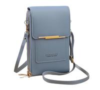 Jeeeun Anti Theft Leather Bag, Touchscreen Crossbody Phone Purse for Women (Blue)