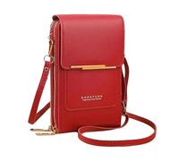 Jeeeun Anti Theft Leather Bag, Touchscreen Crossbody Phone Purse for Women (Red)