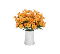 Jeeeun Artificial Mums for Outdoors, UV Resistant Mums Artificial Flowers, Waterproof & Windproof Sunset Faux Daisy Plants, Fall Outdoor Fake Flowers for Porch Garden Home Decor (Orange)
