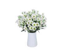 Jeeeun Artificial Mums for Outdoors, UV Resistant Mums Artificial Flowers, Waterproof & Windproof Sunset Faux Daisy Plants, Fall Outdoor Fake Flowers for Porch Garden Home Decor (White)