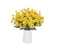Jeeeun Artificial Mums for Outdoors, UV Resistant Mums Artificial Flowers, Waterproof & Windproof Sunset Faux Daisy Plants, Fall Outdoor Fake Flowers for Porch Garden Home Decor (Yellow)