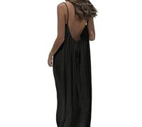 Jeeeun Backless Cami Dresses for Women, Backless House Dress, Lounge House Vacation Beach Sundresses (Black,M)