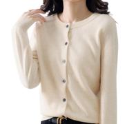 Jeeeun Cashmere Cardigans for Women, Cashmere Cardigan, Crochet Sweaters for Women (Beige,Large)