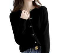Jeeeun Cashmere Cardigans for Women, Cashmere Cardigan, Crochet Sweaters for Women (Black,Small)
