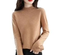 Jeeeun Cashmere Sweaters for Women, 2024 New Cashmere Long Sleeve Soft Pullover Sweater (A-Golden Camel,S)