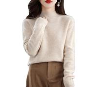 Jeeeun Cashmere Sweaters for Women, 2024 New Cashmere Long Sleeve Soft Pullover Sweater (A-Light Beige Apricot,XL)