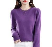 Jeeeun Cashmere Sweaters for Women, 2024 New Cashmere Long Sleeve Soft Pullover Sweater (A-Purple,2XL)
