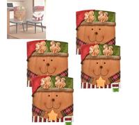 Jeeeun Christmas Chair Covers - Christmas Themed Chair Covers Exhibit Cute Christmas Chair Cover for Kitchen Holiday Party Decorations Set of 2/4/6 (B,4pcs)