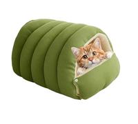Jeeeun Cozy Enclosed Cat Bed, Warm Plush Cat Bed, Soft Indoor Pet Sleeping House for Cats (Green,Medium)