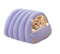 Jeeeun Cozy Enclosed Cat Bed, Warm Plush Cat Bed, Soft Indoor Pet Sleeping House for Cats (Purple,Large)