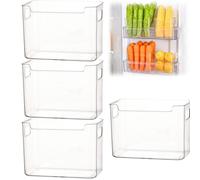 Jeeeun Crystal Clear Freezer Storage Bins, Stackable Clear Plastic Freezer Organizer Bins, Pantry Organizers and Storage Neat & Durable for Frozen Food Meat Veggies (4PCS Transparent,L)