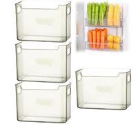 Jeeeun Crystal Clear Freezer Storage Bins, Stackable Clear Plastic Freezer Organizer Bins, Pantry Organizers and Storage Neat & Durable for Frozen Food Meat Veggies (4PCS Brown,L)