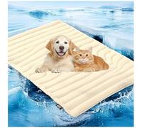 Jeeeun Dog Cooling Mat, 2025 New Dog Cooling Mat Indoor for Large Dogs & Cats, Foldable Portable Pet Coolings Blanket, Summer Travel/Home Use (Beige,150 * 101cm)