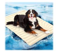 Jeeeun Dog Cooling Mat for Large Dogs & Cats, Thickened, Non-Slip, Foldable Pet Cooling Pad for Summer, Indoor & Outdoor Use (Beige,Small)