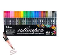 Jeeeun Dual Line Contour Pen Set, Double Line Outline Art Pens with Metallic Edge, Quick-Dry Ink for Drawing, Coloring, Journaling & DIY Crafts (24 color)