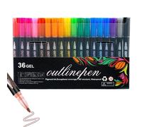 Jeeeun Dual Line Contour Pen Set, Double Line Outline Art Pens with Metallic Edge, Quick-Dry Ink for Drawing, Coloring, Journaling & DIY Crafts (36 color)