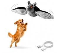 Jeeeun Flying Bat Dog Toy, USB Rechargeable Flapping Wing Pet Toy with Chirping Sound, Interactive Flying Bat Toy for Dogs of Different Sizes