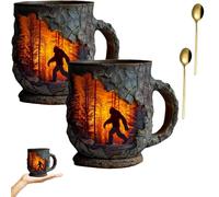 Jeeeun Foot Forest Fire Mug, 3D Foot Coffee Mug, Novel Forest Fire Cup for People Mystery Explore, Nature Lovers, Campers Paranormal Love,Halloween Party (2pcs)