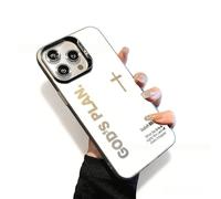 Jeeeun God's Plan Phone Case, Cross Pattern Religious Art Fashion Cover, IMD Laser Craft with Anti-Fall & Anti-Shock | Compatible for iPhone (16 Plus,Black)