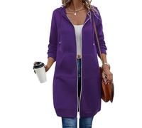 Jeeeun Long Hoodies for Women Zip Up, Long Zip Up Hoodie Women With Side Pockets (Purple,Grand)