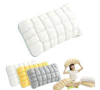 Jeeeun Marshmallow Pillow, Cooling Marshmallow Puff Pillow for Side and Back Sleepers, Breathable High Resilience Support, Fluffy Washable (Low Pillow,White)