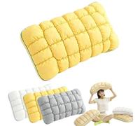 Jeeeun Marshmallow Pillow, Cooling Marshmallow Puff Pillow for Side and Back Sleepers, Breathable High Resilience Support, Fluffy Washable (Medium Pillow,Yellow)