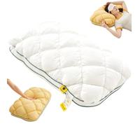 Jeeeun Mellow Puff Cooling Bed Pillow for Sleeping, Fluffy Support, Machine Washable, 19 x 29 in, Cloud-Like Bed Pillow with Ice-Silk Touch (Camellia White,Low Loft (900g))