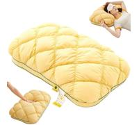 Jeeeun Mellow Puff Cooling Bed Pillow for Sleeping, Fluffy Support, Machine Washable, 19 x 29 in, Cloud-Like Bed Pillow with Ice-Silk Touch (Pineapple Yellow,High Loft (1100g))