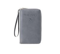 Jeeeun Multi-Functional RFID Passport Wallet, 2025 New Anti-Theft ID Card Organizer Case with Safe Zipper for Men and Women (Gray)