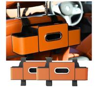 Jeeeun Multifunctional Car Back Seat Storage Organizer-Car Storage Bag with 2 Cup Holders, Tissue Box, Hooks & Phone/Key/Ticket Holder for Stowing and Tidying (Orange,2pcs)