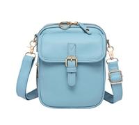Jeeeun New Urvashi Crossbody Leather Bag Anti Theft RFID Built-in Wallet 10 Card Slots Large Capacity Vintage Shoulder Bags (Light Blue)
