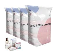Jeeeun No-Pump Vacuum Storage Bags, 3D Space Saver Compression Bags for Clothing, Keeps Clothes Dry & Dust-Free, Pillows, Comforters, Blankets, Bedding,Travel (4PC,Medium)