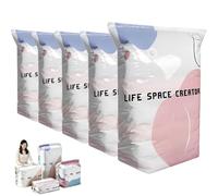 Jeeeun No-Pump Vacuum Storage Bags, 3D Space Saver Compression Bags for Clothing, Keeps Clothes Dry & Dust-Free, Pillows, Comforters, Blankets, Bedding,Travel (5PC,Small)