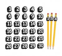 Jeeeun Numbered Pencil Toppers, Reusable Classroom Pencil Labels for Teachers, Pencils Tracking Markers for Classroom Organization (Black)