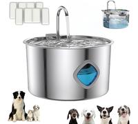 Jeeeun Pawdrate Dog Water Fountain (3.2l/108oz), Super Quiet Living Water Circulation Filtered Water Fountain, Stainless Steel Automatic Water Feeder for Dog and Cat (1pcs+2 Filter)