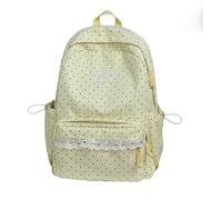 Jeeeun Polka Dot Backpack, Cute Lace Backpack Lace Large Laptop Daypack Kawaii Supplie (A*Yellow)
