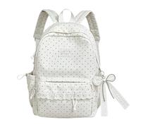 Jeeeun Polka Dot Backpack, Cute Lace Backpack Lace Large Laptop Daypack Kawaii Supplie (B*White)