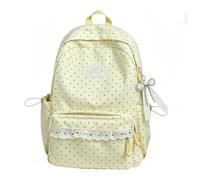 Jeeeun Polka Dot Backpack, Cute Lace Backpack Lace Large Laptop Daypack Kawaii Supplie (B*Yellow)