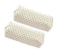Jeeeun Polka Dot Pencil Case, 2027 New Cute Canvas Pencil Case for School Supplies (Beige)
