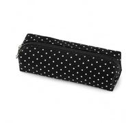 Jeeeun Polka Dot Pencil Case, Compact Canvas Zipper Pouch (#A) | Slim everyday organizer sized for pens, short pencils and small personal essentials