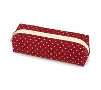 Jeeeun Polka Dot Pencil Case, Compact Canvas Zipper Pouch (#B) | Slim everyday organizer sized for pens, short pencils and small personal essentials